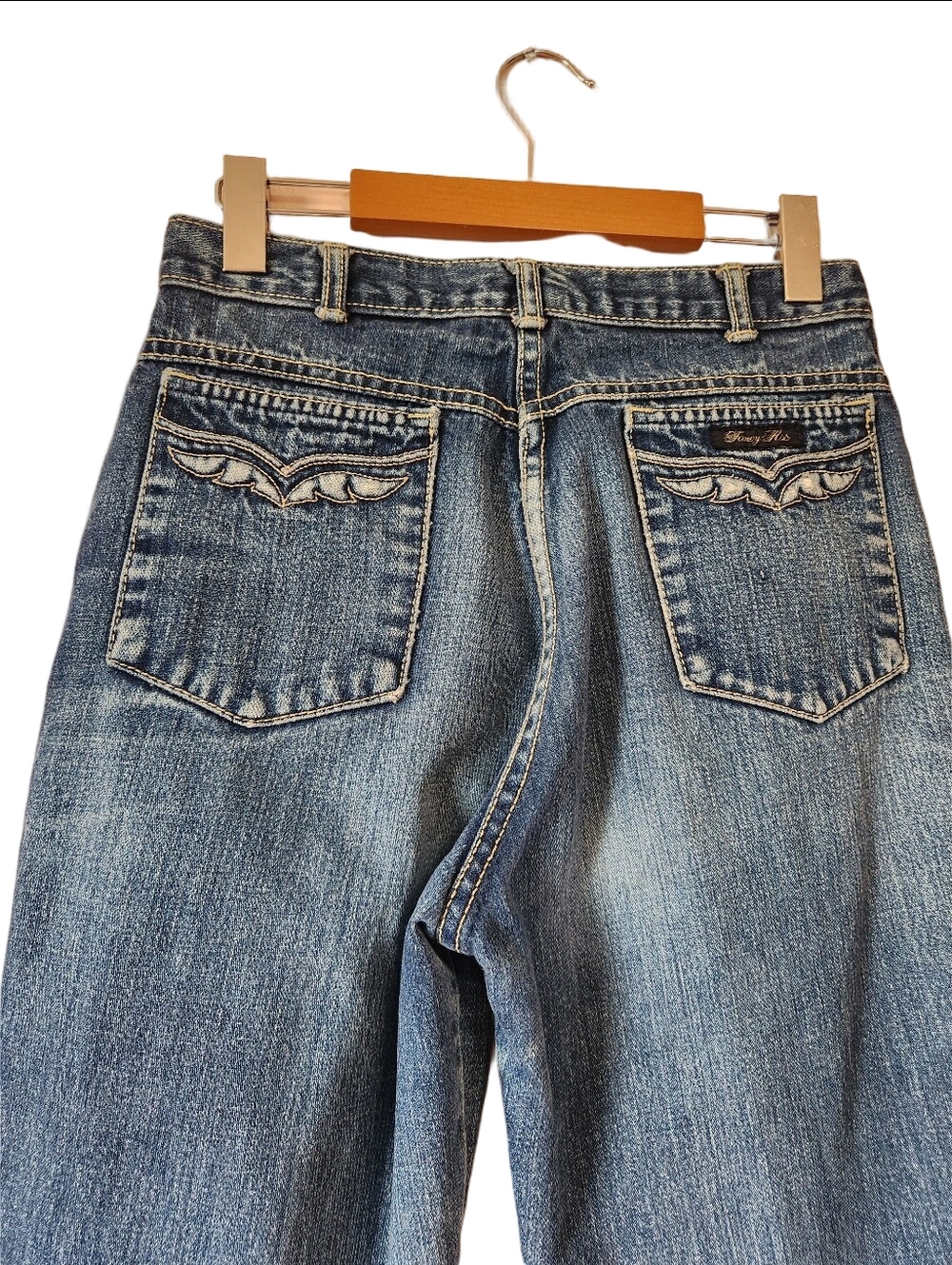 Vintage 70s Fancy Ass High Rise Western Wing Pocket Jeans Made in Canada Size 27 - Picture 4 of 11